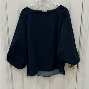 Ann Mashburn Denim Shirt with balloon sleeves - L